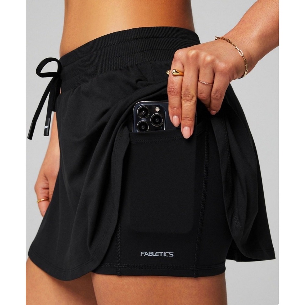 Fabletics Black Cloud‎ Jersey Flounce Skirt Skort with Pockets Womens Large XL